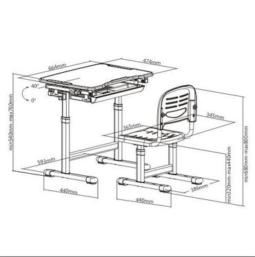 Комплект ученически чин и стол 201 сив