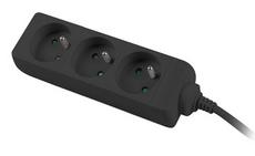 Разклонител Lanberg power strip 3m, 3 sockets, french quality-grade copper cable, black
