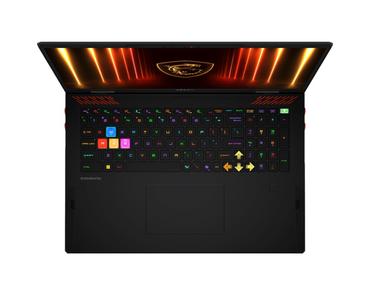 Лаптоп MSI Raider A18 HX A9WJG, NVIDIA GeForce RTX 5090 24GB GDDR7 1824 AI TOPS, AMD Ryzen 9 9955HX3D (16C/32T Up to 5.4 GHz, 128 MB L3), 18' 16:10 UHD+ (3840x2400) MiniLED, 120Hz, 64GB DDR5 2x32 Up to DDR5-5600, 2TB PCIe Gen4 SSD, Wi-Fi 7, Windows 11 Hom