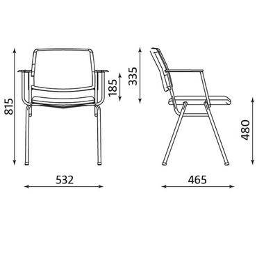 Посетителски стол ИСИТ АРМ-размери стол