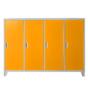 Метален гардероб детски BTL JZ с 4 отделения 130x160x40 см оранжев с 4 затворени врати, сниман отпред