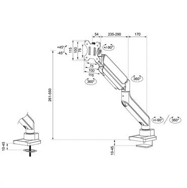 Стойка Neomounts by Newstar Next Core Desk Mount 1 Ultra Wide Curved screen (topfix clamp & grommet)