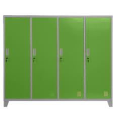 Метален гардероб BTL JZ с 4 отделения 150x159x40 см зелен с 4 затворени врати и заключване