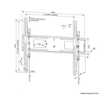 Стойка Neomounts Level-750 Wall Mount (XL, 100 kg, tiltable, tilt guard, connectable, VESA 800x600)