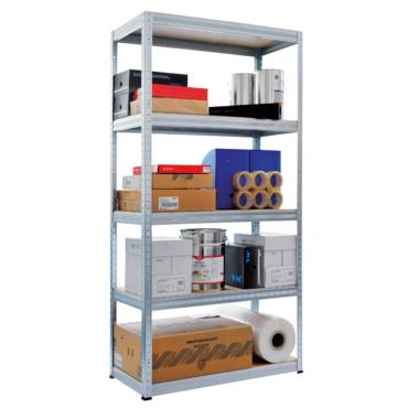 Снимка отстрани – здрав метален стелаж с товароносимост 175 кг на рафт