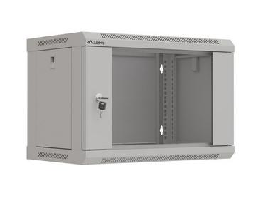 Комуникационен шкаф Lanberg rack cabinet 19' wall-mount 6U/540x350 (flat pack) with glass door grey