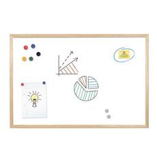 Бяла магнитна дъска с дървена рамка 30х40 см - с нарисувани чертежи по нея