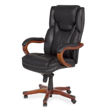 Директорски стол ВЕЛИМИР-снимка отстрани, естествена кожа,черен цвят