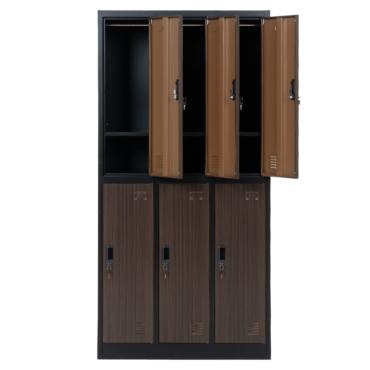 Метален гардероб BTL L с 6 отделения 185х90х45 см- с три отворени врати, празен