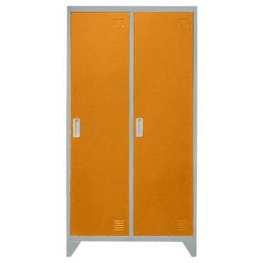 Метален гардероб BTL с 2 отделения 80x40x140 - оранжев, сниман отпред, двете врати затворени