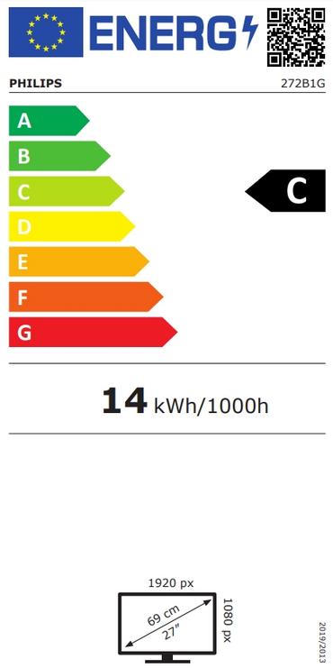 Монитор Philips 272B1G, 27' IPS WLED, 1920x1080@75Hz, 4ms GtG, 250 cd/m2, 1000:1, 50M:1 DCR, Adaptive Sync, FlickerFree, Low Blue Mode, 2Wx2, Tilt, Height Adjust, Pivot, Swivel, D-SUB, DVI, HDMI, DP, USB hub