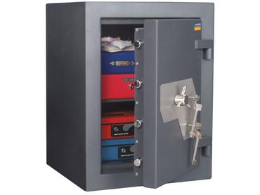 Метален сейф PMT 67 D EL - сив, сниман отпред, отворен