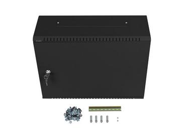 Комуникационен шкаф Lanberg rack cabinet 19' wall-mount 4U+3u/540x200 low-profile black (assembled)
