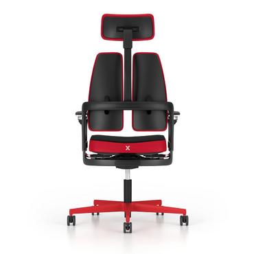 Геймърски стол ДИОНИС-сниман отзад, червен цвят база