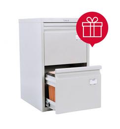 Метална картотека  PMT с 2 чекмеджета - в промо пакет с 10 броя папки за картотека