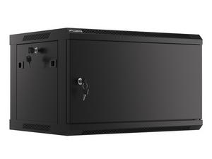 Комуникационен шкаф Lanberg rack cabinet 19' wall-mount 6U/600x450 for self-assembly with metal door black (flat pack)