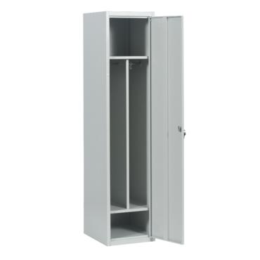 Метален гардероб BTL K с 4 отделения 183х42х50 см, с отворени врати, празен, сниман отпред