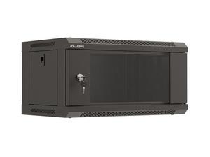 Комуникационен шкаф Lanberg rack cabinet 19' wall-mount 4U/540x350 (flat pack) with glass door black
