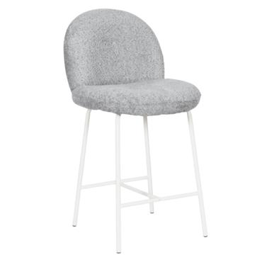 Бар стол РЕА-светлосива дмаска, бял цвят крака