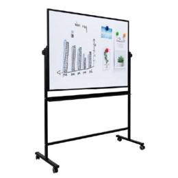 Бяла магнитна дъска 90х120 см мобилна - снимана отляво, сглобена