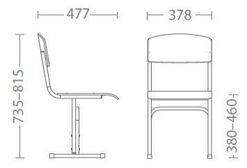 Ученически стол Ана Е-274  -размери на стола