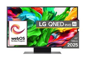Телевизор LG 43QNED86A3C, 43' 4K QNED HDR Smart TV, 3840x2160, 60Hz Native (VRR 144Hz), DVB-T2/C/S2, Alpha 7 AI Processor, HDR 10 PRO, webOS 25 ThinQ, 4K Upscaling, WiFi 5, Dolby Vision, Bluetooth 5.1, AirPlay 2, LAN, CI, HDMI, SPDIF, Stand