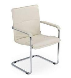 Посетителски стол РУМБА- бежов цвят, еко кожа