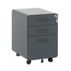 Метален контейнер A BTL с 3 чекмеджета- графит, снимано от ляв ъгъл, със затворени чекмеджета