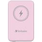 Външна батерия Verbatim MCP-10PK Power Pack 10000 mAh with UBS-C® PD 20W / Magnetic Wireless Charging 15W Pink