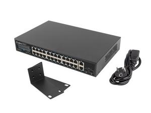 Комутатор Lanberg switch 24x 1GB poe+/2x GB 2x sfp rack 19' gigabit ethernet 250w