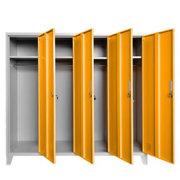 Метален гардероб  BTL JZ с 4 отделения 150x159x40 см оранжев с 4 отворени врати и 4 рафта