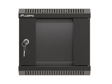 Комуникационен шкаф Lanberg rack cabinet 10' wall-mount 4U/300x300 (flat pack) with glass door black