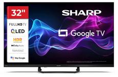 Телевизор Sharp 32HF3865E, 32' QLED Google TV, FHD 1920x1080 Frameless, 1 000 000:1, DVB-T/T2/C/S/S2, HDR10, Speaker 2x8W, Dolby Digital, Google Cast, 3xHDMI (ARC/CEC), CI+, 3.5mm Headphone jack / line-out, lan, 2xUSB, Wi-Fi, Bluetooth, Mini Composite, E,