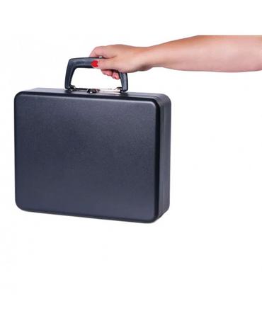 Метална кутия с евро монетник 300х258х90 мм- затворе, черен