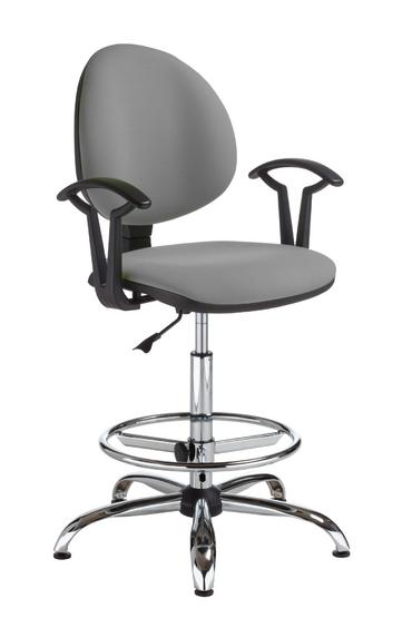 Работен стол СМАРТ хром- сив цвят дамаска, с ринг