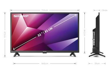 Телевизор Sharp 32FI2EA, 32' LED Android TV, HD 1366x768, 1 000 000:1, DVB-T/T2/C/S/S2, Active Motion 400, 1 000 000:1, Speaker 2x8W, Dolby Digital, DTS HD, Google Assistant, Chromecast Built-in, 3xHDMI, 3.5mm Headphone jack / line-out, CI+, USB, Wi-Fi, B