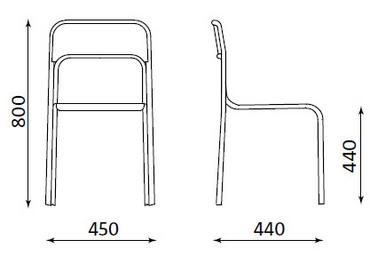 Посетителски стол КОРТИНА- схема,размер на стол