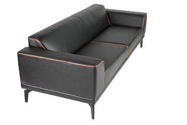 Триместен диван САМУИЛ SOLO 03- снимка на седалките, кожа, черен цвят