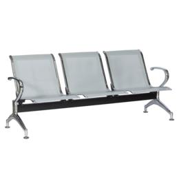 Посетителска пейка BTL 30- триместна, сива, метална, пейка