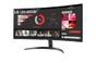 Монитор LG 34WR50QK-B, 34' UltraWide Curved, AG, VA, 5ms, 1ms MBR, 3000:1, 300 cd/m2, 21:9, WQHD 3440x1440, HDR 10, sRGB 99%, FreeSync, 100 Hz, HDMI, DisplayPort, Tilt, Reader Mode, PBP, Headphone Out, Black