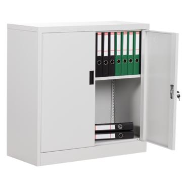 Архивен шкаф BTL L с 2 отделения 90х90х40 см- сниман под ъгъл, с една отворена врата, пълен с класьори