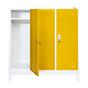 Метален гардероб с 3 отделения 120x40x120 см 4 цвята - жълт, с отворена лява врата, сниман отпред