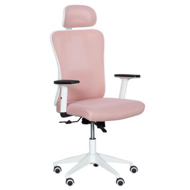 Директорски стол МЕЛИСА- сниман отпред, розов цвят, бяла кръстачка