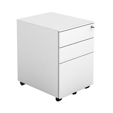 Метален контейнер FRT с 3 чекмеджета - сниман от ляв ъгъл, сиво, със затворени чекмеджета