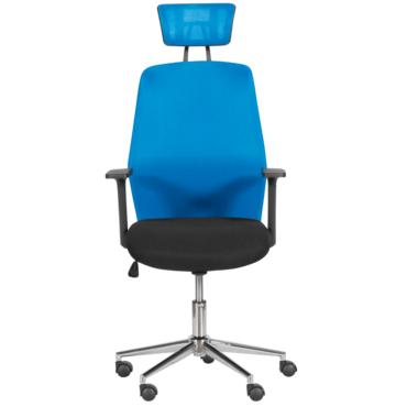 Директорски стол ОСКАР- синя облегалка, син подглавник, черна седалка