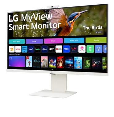 Монитор LG 32SR85U-W, 31.5' IPS Smart webOS, Full HD Web cam, AG, 5ms, 1000:1, 400cd/m, DCI-P3 95%, 4K UHD (3840x2160), ThinQ, HDR 10, HDMI, USB Type-C-PD 90W, Wi-Fi B/in, AirPlay 2, Bluetooth, Speakers 5W x 2, Height Adjustable, Tilt, White