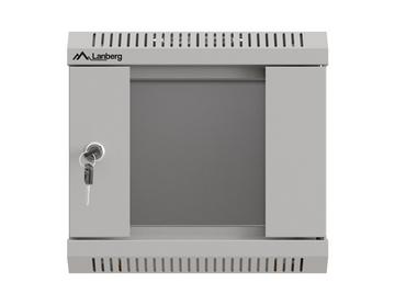 Комуникационен шкаф Lanberg rack cabinet 10' wall-mount 4U/300x300 (flat pack) with glass door grey