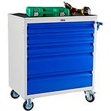 Количка индустриална S5 - с колелца, разпоалга с пет чекмеджета, с наредени отроге инструменти