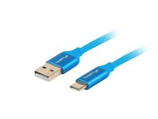 Кабел Lanberg USB-C(M) ->  USB-A (M) 2.0 cable 1m, blue premium QC 3.0