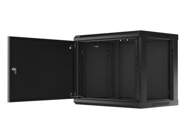 Комуникационен шкаф Lanberg rack cabinet 19' wall-mount 9U/600x450 for self-assembly with metal door  black (flat pack)
